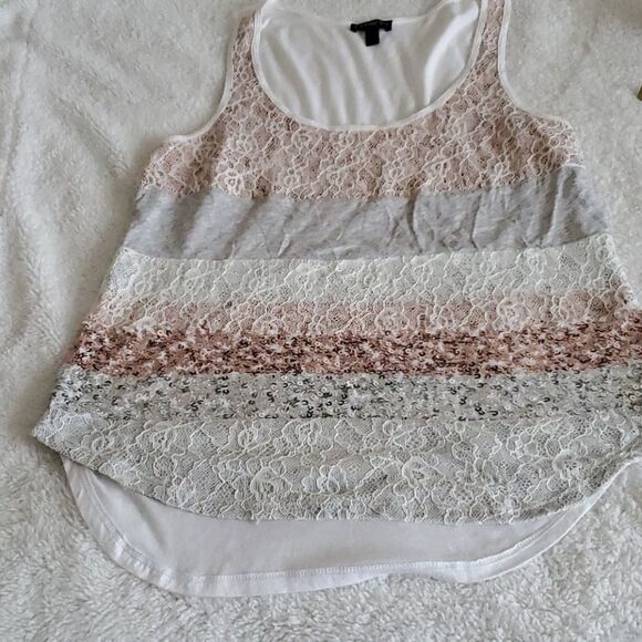 EXPRESS white sequins and lace Woman XS_TP - Picture 1 of 4